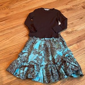 NWT- Kid Bodies outfit- size 6/L- chocolate brown and turquoise blue-Adorbs!